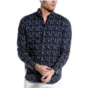 Robert Graham Navy Multicolor Floral Dress Shirt